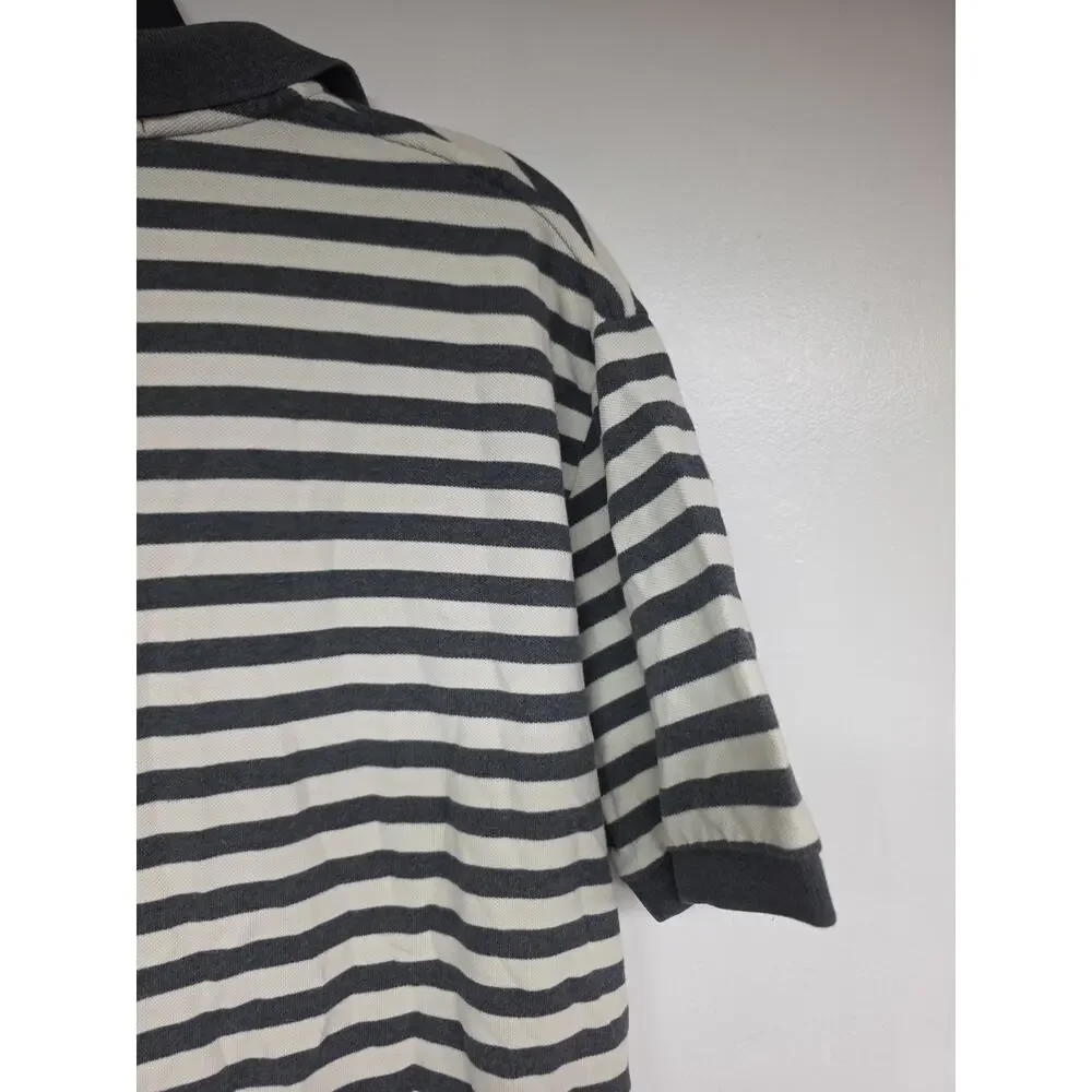 Polo Ralph Lauren Polo Shirt Mens Size XL Grey White Striped 100% Cotton